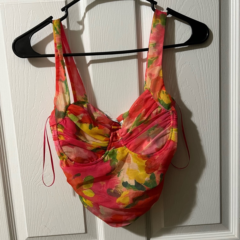 Floral Zara crop top with cinch back